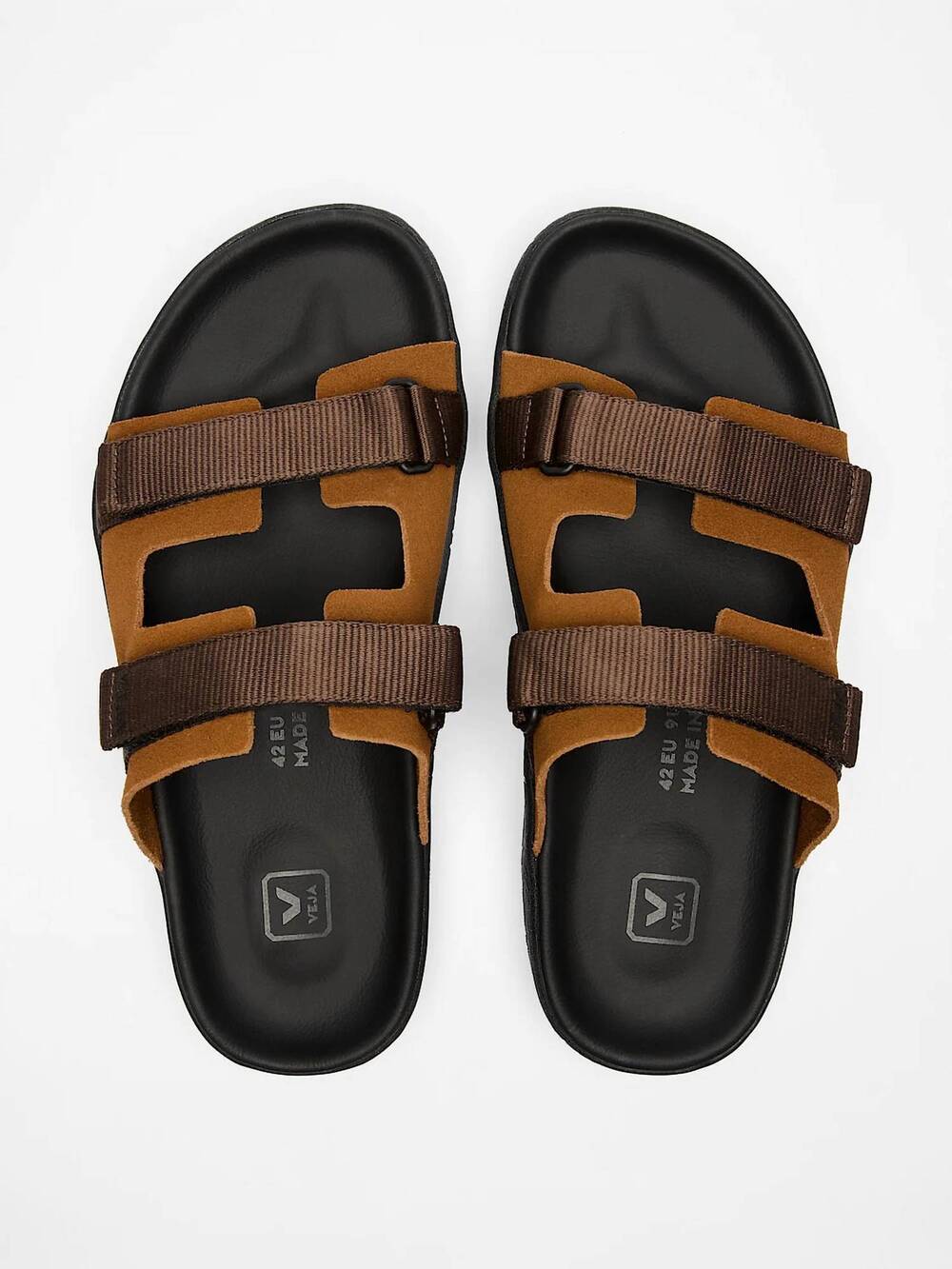NEW VEJA unisex arpoador suede sandal in cognac eagle black